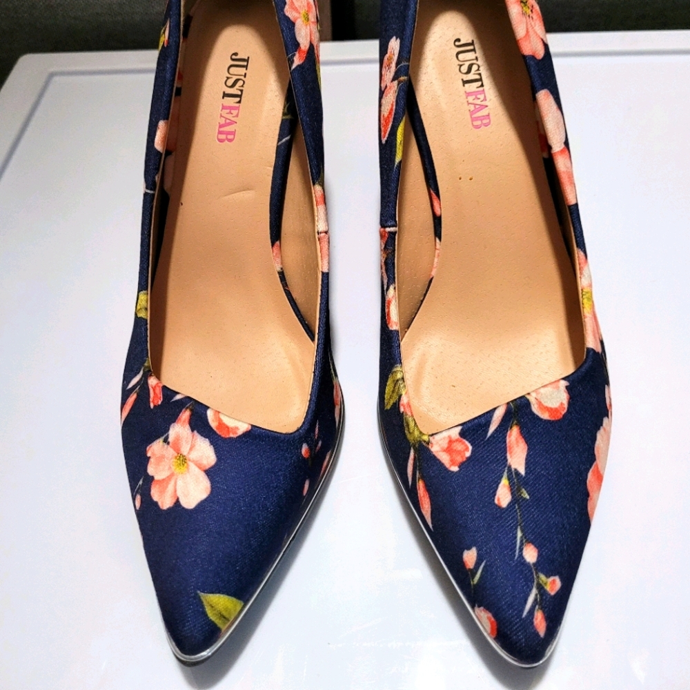 JustFab Floral Suede Heels - Never Worn